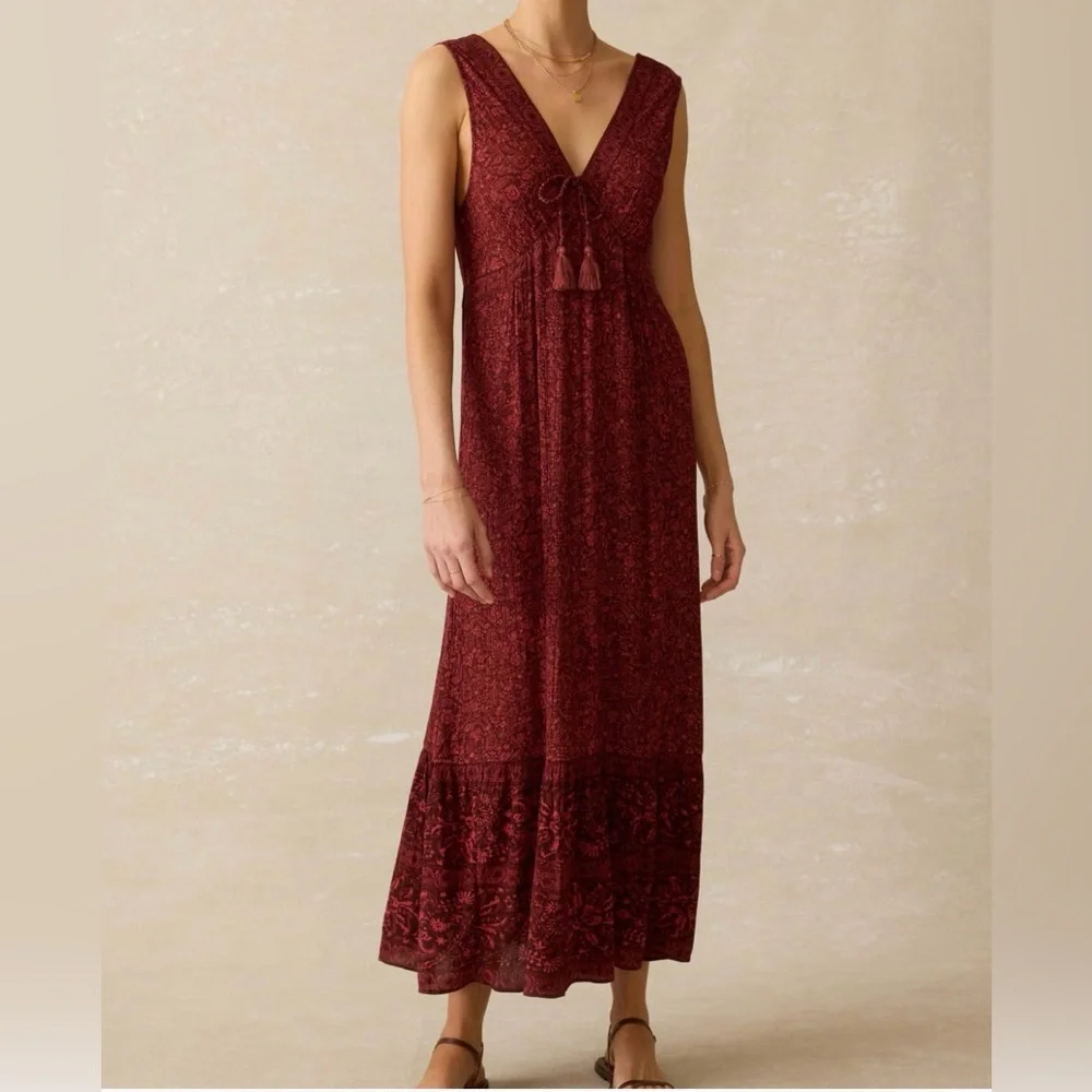 NWT Faherty Eden Dress in Belmont Floral Burgundy (size S) - Picture 1 of 5